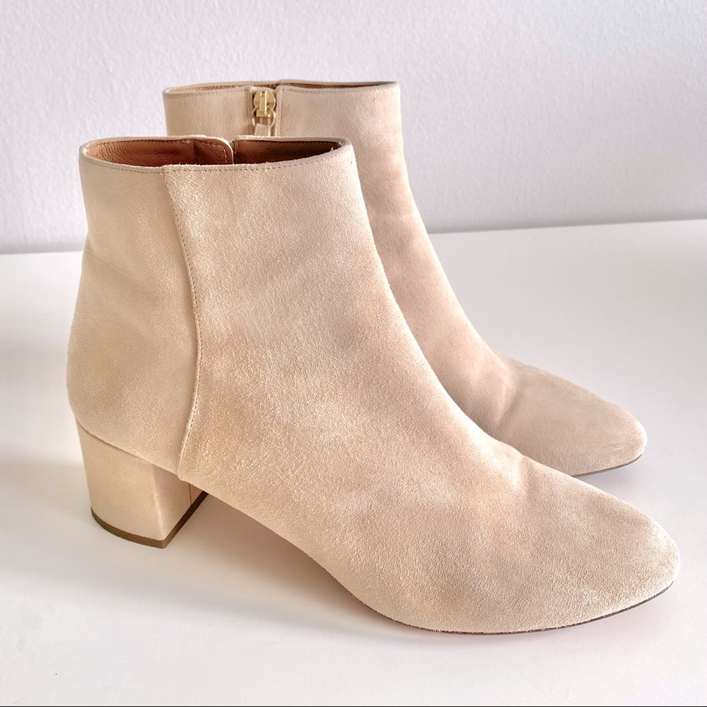 AQUAZZURA CREAM SUEDE BOOTIES